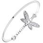 BEKECH Semicolon Butterfly Bangle Bracelet Mental Health Suicide Awareness Depression Awareness Semi Colon Jewelry Inspirational Gift for Fighter Warrior