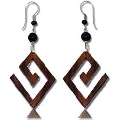 Earth Accessories Organic Wood Dangle Spiral Earrings for Women - Boho Ear Rings or Tribal Earring for African, Hawaiian, Maui, Egyptian, or Indian Looks