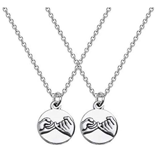 FUSTMW 3 Pinky Promise Necklace Pinky Swear Best Friends Gift Sisters Necklaces Friendship Jewelry