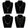 FIBO STEEL 4 Pcs Necklaces,24 Pairs Stud Dangle Earrings,10 Pcs Chain Bangle Bracelets Set for Women Fashion Gold Necklace Jewelry Set