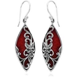 Shop LC 925 Sterling Silver Coral Stylish Unique Fashion Costume Dangle Drop Earrings Prom Jewelry Mothers Day Gifts Women