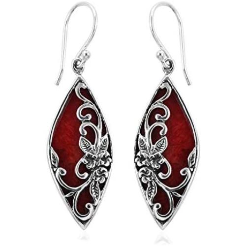 Shop LC 925 Sterling Silver Coral Stylish Unique Fashion Costume Dangle Drop Earrings Prom Jewelry Mothers Day Gifts Women