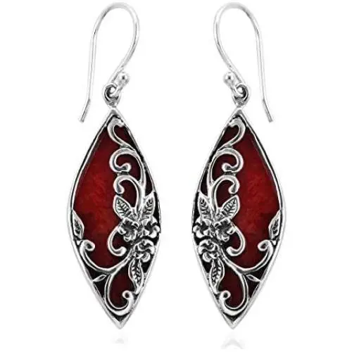 Shop LC 925 Sterling Silver Coral Stylish Unique Fashion Costume Dangle Drop Earrings Prom Jewelry Mothers Day Gifts Women