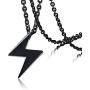 PJ Jewelry Stainless Steel Lightning Bolt Pendant Lightning Flash Thunder Necklace for Men,20'' Chain