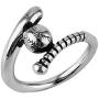 HZMAN Athletes Baseball Ring by Sports Stainless Steel Baseball and Baseball Bat Ring