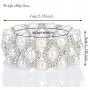 Pearl Stretch Bracelets , 3-Rows Simulated Pearls and Eye Shaped Knot Austrian Crystal Elastic Stretch Bangle for Wedding