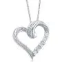 Jewelili Sterling Silver 1/10 Cttw Natural White Round Diamond Heart Shape Pendant Necklace, 18'' Box Chain Jewelili Sterling Silver 1/10 Cttw Natural White Round Diamond Heart Shape Pendant Necklace, 18'' Box Chain