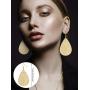 4 Pieces Womens Glitter Jewelry Set Bridal Wedding Multi-Layer Bracelet Faux Leather Dangle Earrings Necklace (Gold)