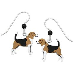 Sienna Sky Barney Tan Black White Beagle Dog Earrings with Gift Box Made in USA