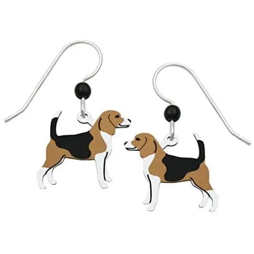 Sienna Sky Barney Tan Black White Beagle Dog Earrings with Gift Box Made in USA Sienna Sky Barney Tan Black White Beagle Dog Earrings with Gift Box Made in USA