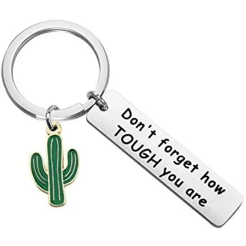 WSNANG Saguaro Cactus Keychain Dont Forget How Tough You are Keychain Cactus Jewelry Inspirational Gift for Family Friends WSNANG Saguaro Cactus Keychain Dont Forget How Tough You are Keychain Cactus Jewelry Inspirational Gift for Family Friends