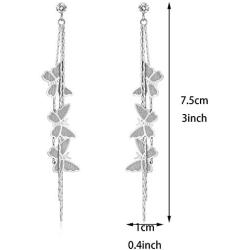 Orris Stainless Steel Long Thick Tassel Butterfly Design Dangle Drop Earrings for Women Girls