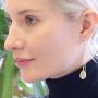 Humble Chic Simulated Druzy Chain Bar Threaders - Boho Glitter Gold-Tone Long Sparkly Needle Drop Earrings for Women - Bohemian Created Geode Stone Pendants
