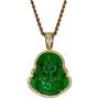 Iced Laughing Buddha Green Jade Pendant Necklace Rope Chain Genuine Certified Grade A Jadeite Jade Hand Crafted, Jade Neckalce, 14k Gold Filled Laughing Jade Buddha Necklace, Jade Medallion