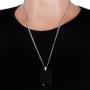 | Crucible Diamond Accent Polished Black Plated Tungsten Carbide Dog Tag Pendant - 24''