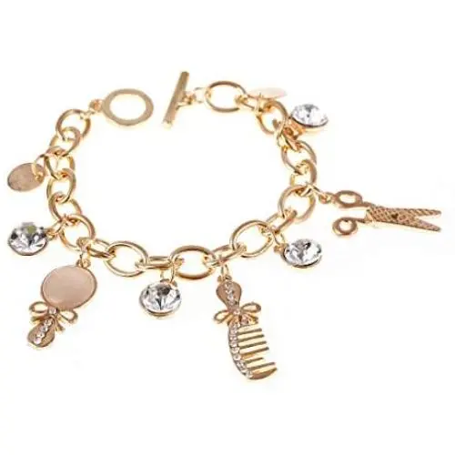 Giwotu Womens Fashion Rare Charm Opal Scissors Combs Bracelets for Women Bangle Cuff Rose Gold Silver Bracelets Bangles Jewelry