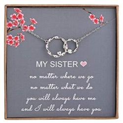 Sister Gifts from Sister - Sterling Silver Interlocking Infinity 2 Circles Necklace for Sisters, Birthday Jewelry Friendship Gifts