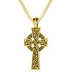 EVBEA Celtic Cross Necklace for Men Viking Irish Knot Serenity Prayer Pendant Crucifix Mens Jewelry with Stainless Steel Curb Chain