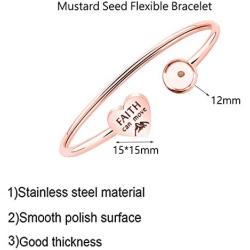 Belingry Rose Gold Inspirational Faith Bracelet Jewelry Mustard Seed Flexible Bracelets