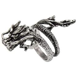 Ailiessy Punk Dragon Open Rings Vintage Chinese Dragon Index Finger Rings Adjustable for Women Men Domineering Zodiac Rings Jewelry