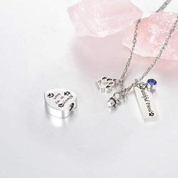 Gredstar Always in My Heart Cremation Urn Necklace for Ashes Faithful Friend Memorial Necklace Paw Print Cremation Jewelry