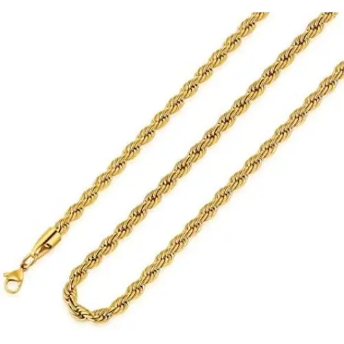 M MOOHAM 2.5MM 3MM 4MM 5MM Black Silver Gold Plated Stainless Steel Twist Rope Chain Necklace for Men Women 16-36 Inch M MOOHAM 2.5MM 3MM 4MM 5MM Black Silver Gold Plated Stainless Steel Twist Rope Chain Necklace for Men Women 16-36 Inch