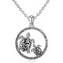 MBSUUH 925 Sterling Silver Family Vintage Turtle Necklace for WomenDouble Heart Sea Turtle Necklace Gift for Her Valentines Day