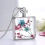 YAZILIND Platinum Plated DIY Dried Flower Square Lockets Pendant Necklace Birthday Gift