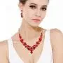 EVER FAITH Wedding Bridal Jewelry Accessory Crystal Elegant Teardrop Floral Wave Necklace Earrings Set for Women EVER FAITH Wedding Bridal Jewelry Accessory Crystal Elegant Teardrop Floral Wave Necklace Earrings Set for Women