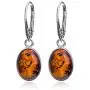 Amber Sterling Silver Oval Leverback Earrings