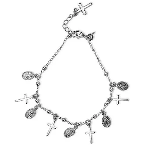LeCalla Sterling Silver Jewelry Cross Religious Adjustable Bracelet for Women Teen LeCalla Sterling Silver Jewelry Cross Religious Adjustable Bracelet for Women Teen