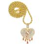 Mens Bling Iced Out Broken Heart Pendant Chain Fake Diamond Tennis Cuban with Heartbreaks 24 Inches