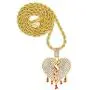 Mens Bling Iced Out Broken Heart Pendant Chain Fake Diamond Tennis Cuban with Heartbreaks 24 Inches