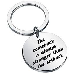 BAUNA Sobriety Keychain Addiction Recovery Jewelry The Comeback is Always Stronger Than The Setback Key Ring Inspirational Quote Empower Gifts