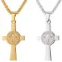 Saint Benedict Medal Necklace 18K Gold or 316L Stainless Steel Christian Sacramental Medal Ward off Evil Protection Jewelry Catholic Gift for Men Women, Customizable