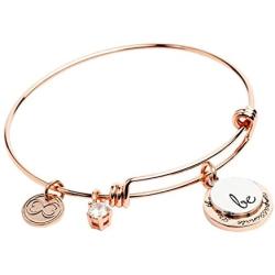 Baubelle Expandable Inspirational Stackable Charm Bracelet “Be Thankful, Brave, Happy, True, Compassionate, Strong''