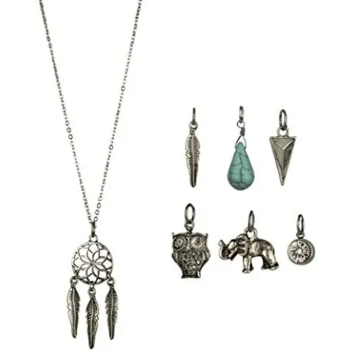 Lux Accessories Dreamcatcher Boho Tribal Charm Necklace 7 Charms Lux Accessories Dreamcatcher Boho Tribal Charm Necklace 7 Charms