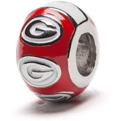 University of Georgia Charm | UGA Red Round Bead Charm | Officially Licensed University of Georgia Jewelry | UGA Charms | Georgia Bulldogs| UGA Jewelry | Georgia Charms | Stainless Steel