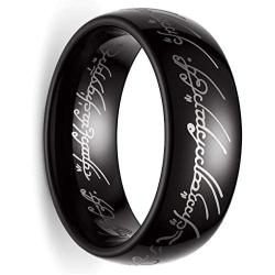 King Will 8mm Tungsten Carbide Ring for Men Black Lord of The Rings Comfort Fit High Polished