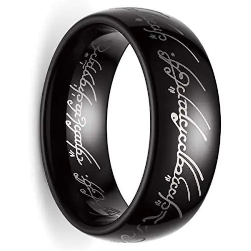 King Will 8mm Tungsten Carbide Ring for Men Black Lord of The Rings Comfort Fit High Polished King Will 8mm Tungsten Carbide Ring for Men Black Lord of The Rings Comfort Fit High Polished