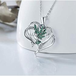 PEIMKO Hummingbird Necklace Sterling Silver Double Heart Pendant Necklace Bird Inspirational Jewelry for Women Girl