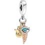 Bellestory All-Seeing Eye Feather Spirituality Dangle Charm Sterling Silver Heart Bead fit European Bracelets Necklace