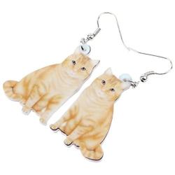 NEWEI Acrylic Drop Dangle Sitting Cat Earrings Fashion Novelty Jewelry For Girl Women Charms