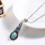 Asooll Bohemian Turquoise Necklace Chain Silver Water Drop Blue Beaded Necklace Pendant Fashion Jewelry for Women