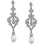 Bridal CZ Drop Dangle Chandelier White Freshwater Cultured Pearl Earrings For Women Silver Plated Jewelry For Wedding Bridal CZ Drop Dangle Chandelier White Freshwater Cultured Pearl Earrings For Women Silver Plated Jewelry For Wedding