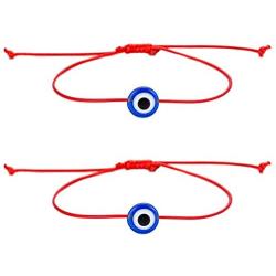 kelistom 2/6pcs Red/Black Kabbalah String Evil Eye Charm Bracelet for Protection Good Luck Handmade Adjustable Bracelets for Women Men Couples Jewelry Gifts