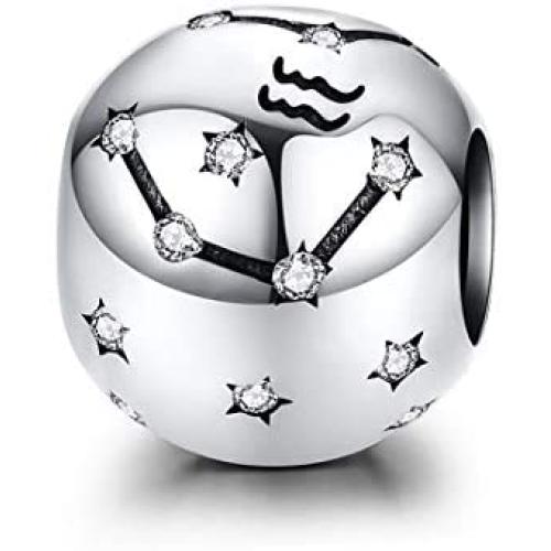 LAMOONY Constellation Charm 925 Sterling Silver Birthday Charm Anniversary Charm Love Charm Faith Charm for Pandora Charm Bracelet