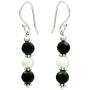NOVICA Onyx Cream Cultured Akoya Pearl .925 Silver Beaded Hook Earrings, Midnight Dreams