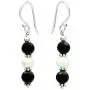 NOVICA Onyx Cream Cultured Akoya Pearl .925 Silver Beaded Hook Earrings, Midnight Dreams