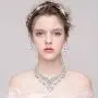 BriLove Womens Wedding Bridal Crystal Hollow Cluster Teardrop Enamel Statement Necklace Dangle Earrings Set BriLove Womens Wedding Bridal Crystal Hollow Cluster Teardrop Enamel Statement Necklace Dangle Earrings Set
